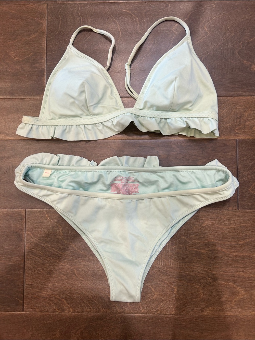 Victoria's Secret Light Blue Ruffle Triangle Bikini Set